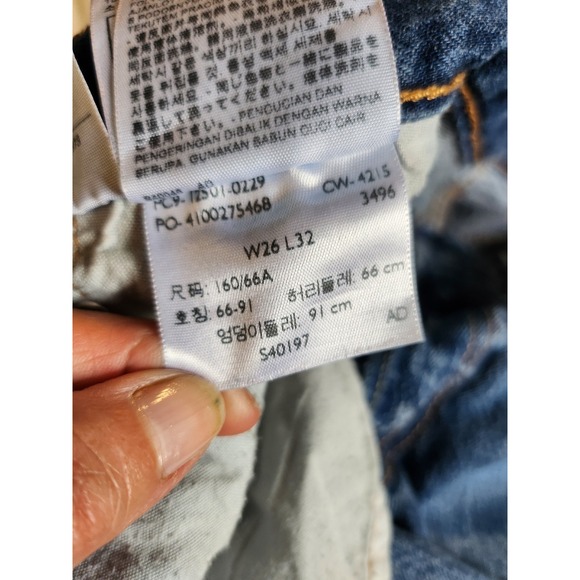 Levi's‎  501 Straight Ankle Blue 4 Button Mid Rise 26 x 32 Frayed - Picture 9 of 11